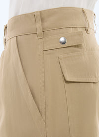 Cotton twill cargo trousers - Beige