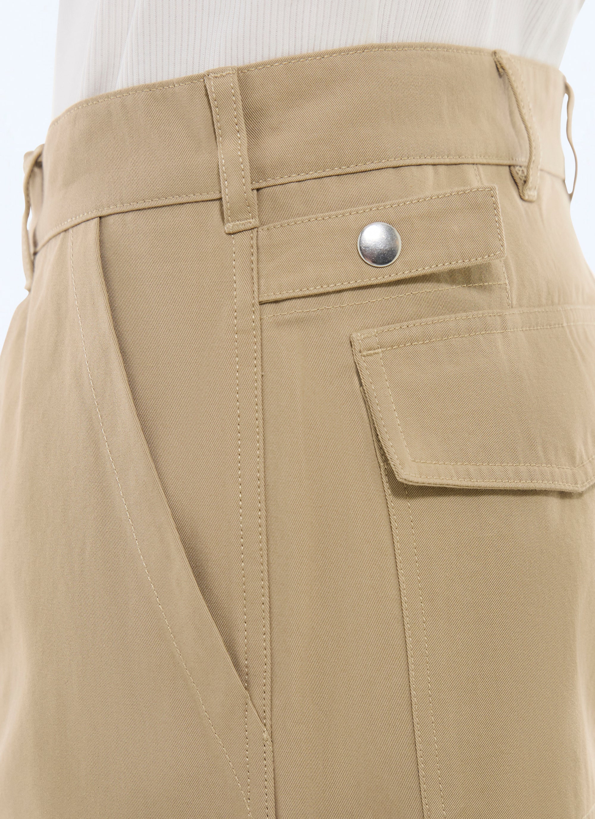 Cotton twill cargo trousers - Beige