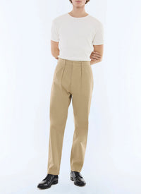 Cotton twill cargo trousers - Beige