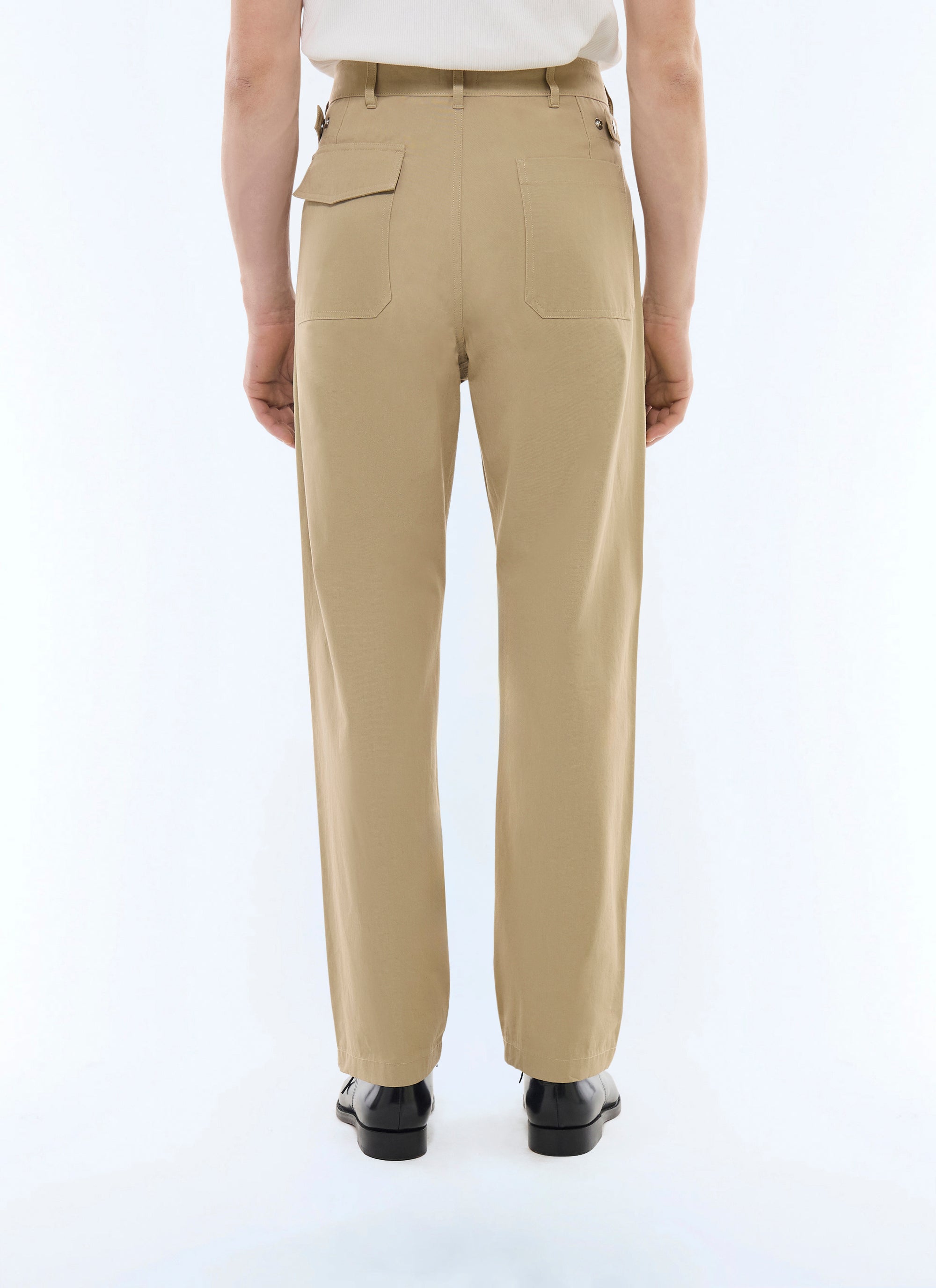 Cotton twill cargo trousers - Beige