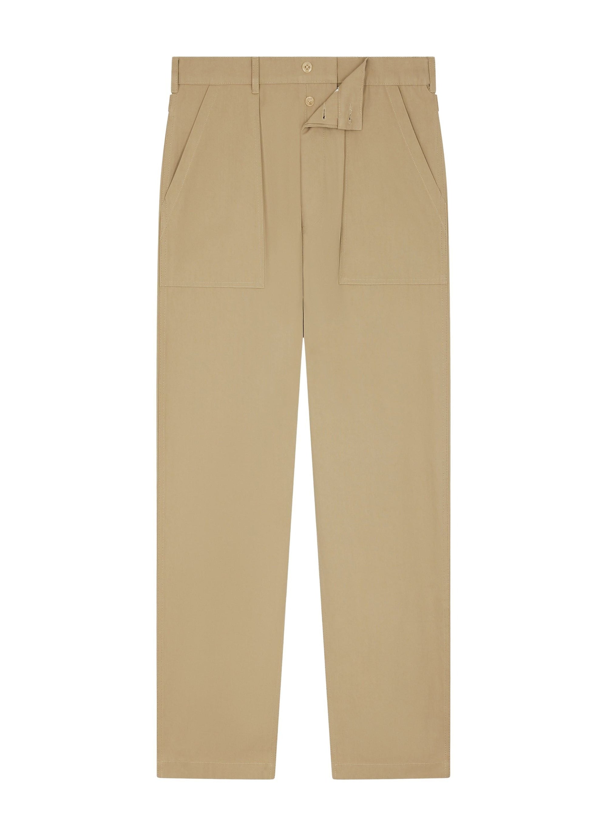 Cotton twill cargo trousers - Beige