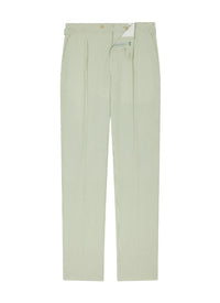 Fitted striped seersucker trousers - Pale Green