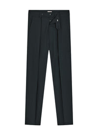 Wide-leg trousers with pleats in woollen fabric - Anthracite