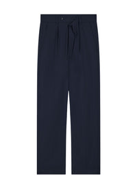 Wide-leg pleated trousers in wool twill - Navy