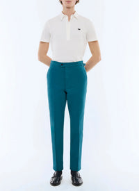 Pantalon chino ajusté en toile de coton - Bleu de Prusse