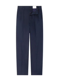 Pantalon chino droit à pinces en twill de coton - Marine