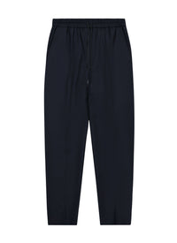 Pantalon élastiqué en laine - Bleu Marine