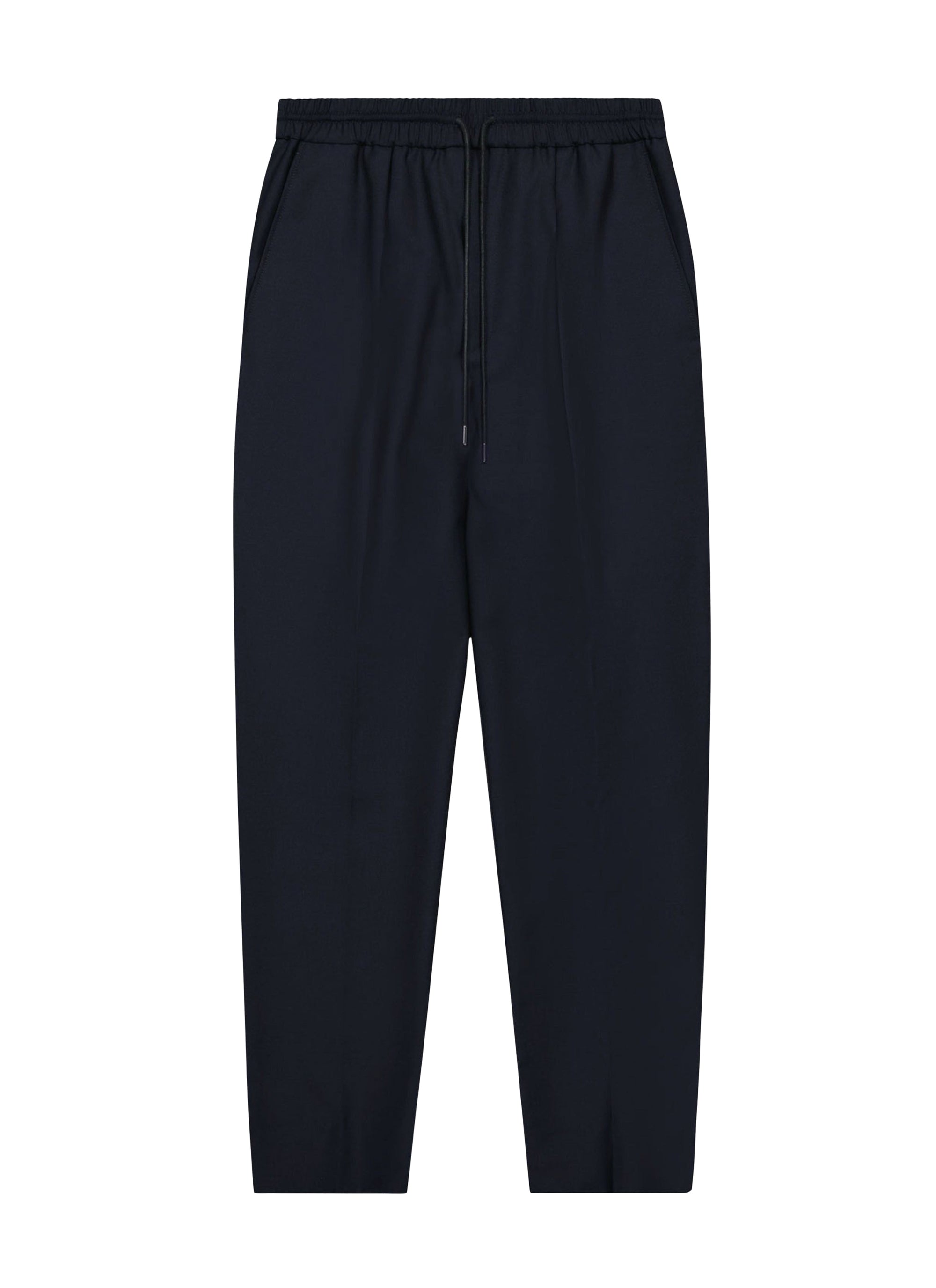 Pantalon élastiqué en laine - Bleu Marine