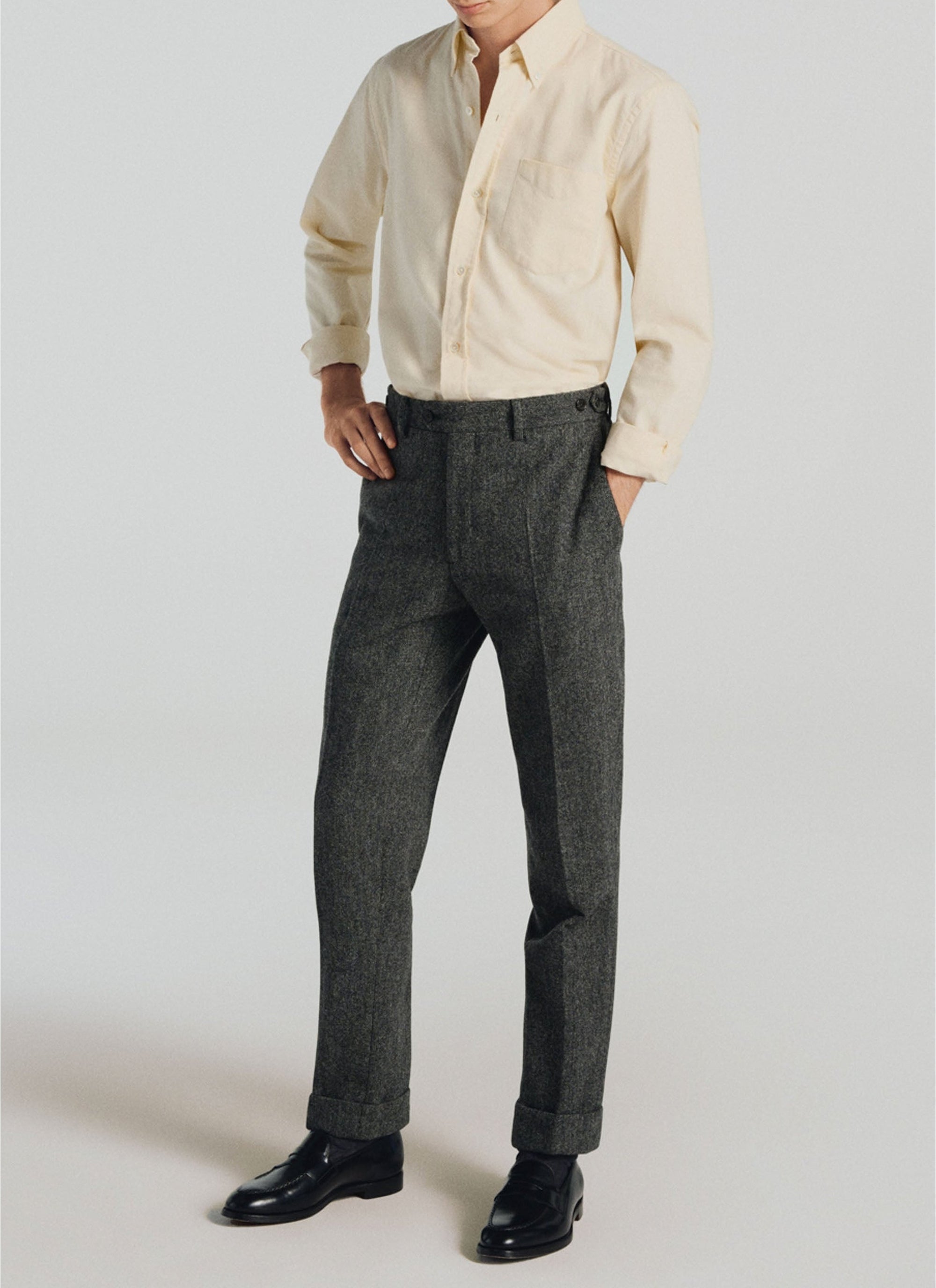 Trousers with visible button waistband - Medium Grey