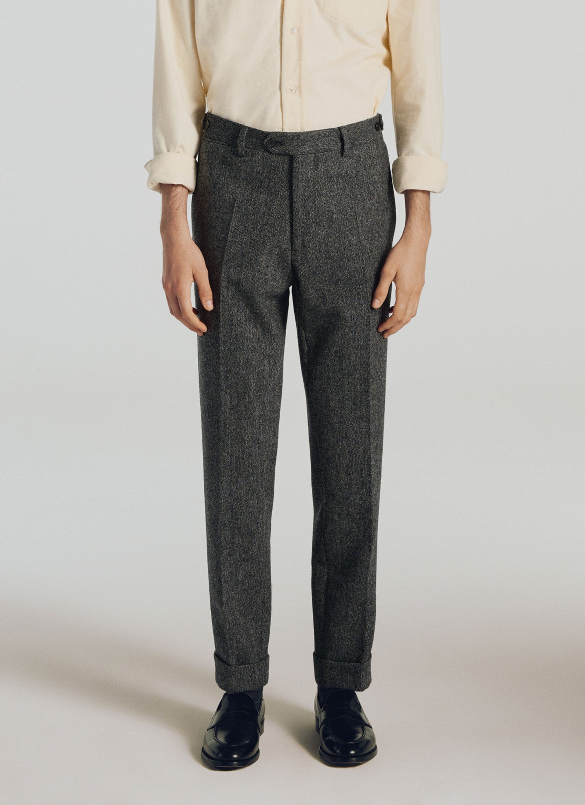 Trousers with visible button waistband - Medium Grey