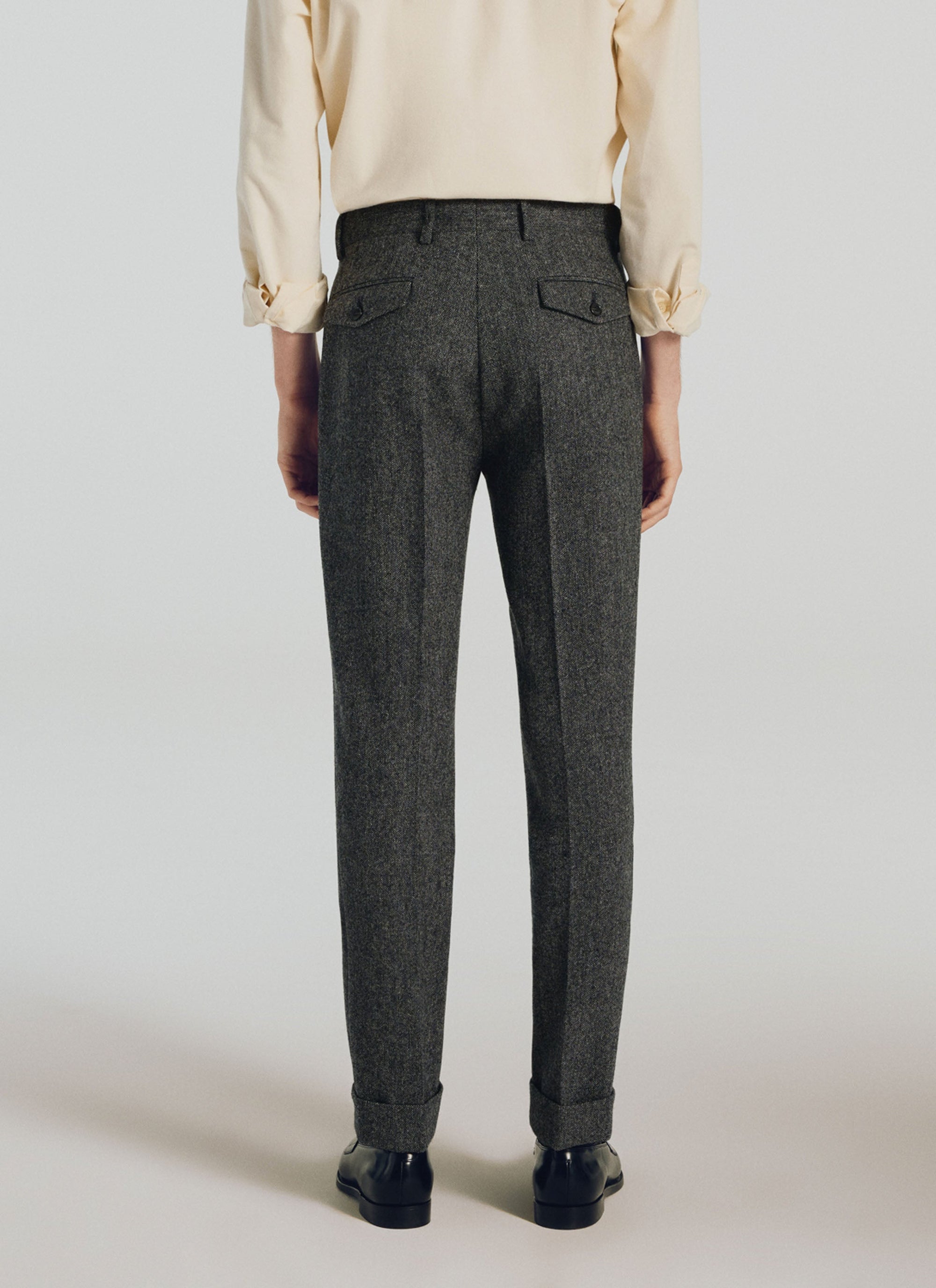 Trousers with visible button waistband - Medium Grey