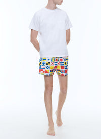 Printed swim shorts - White