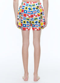 Printed swim shorts - White
