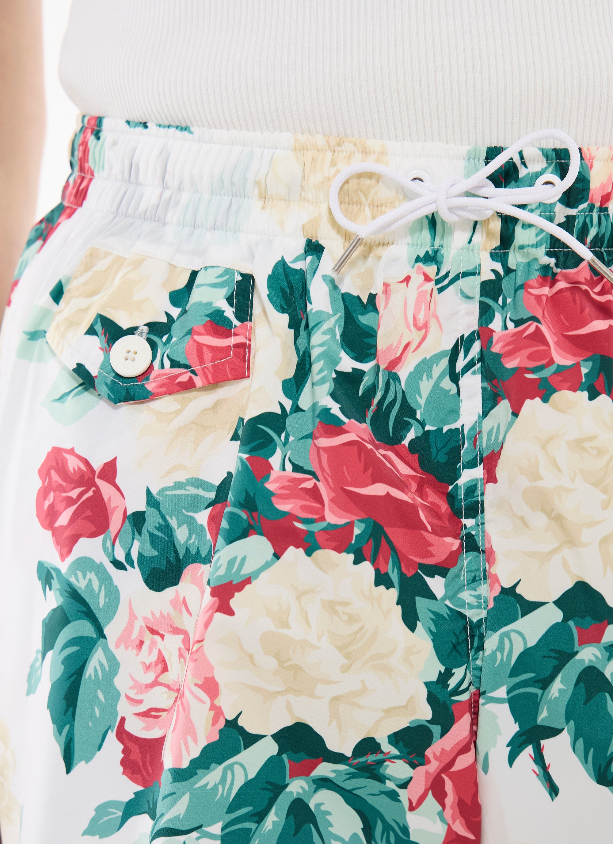 Short de bain à imprimé floral en tissu technique - Fleur