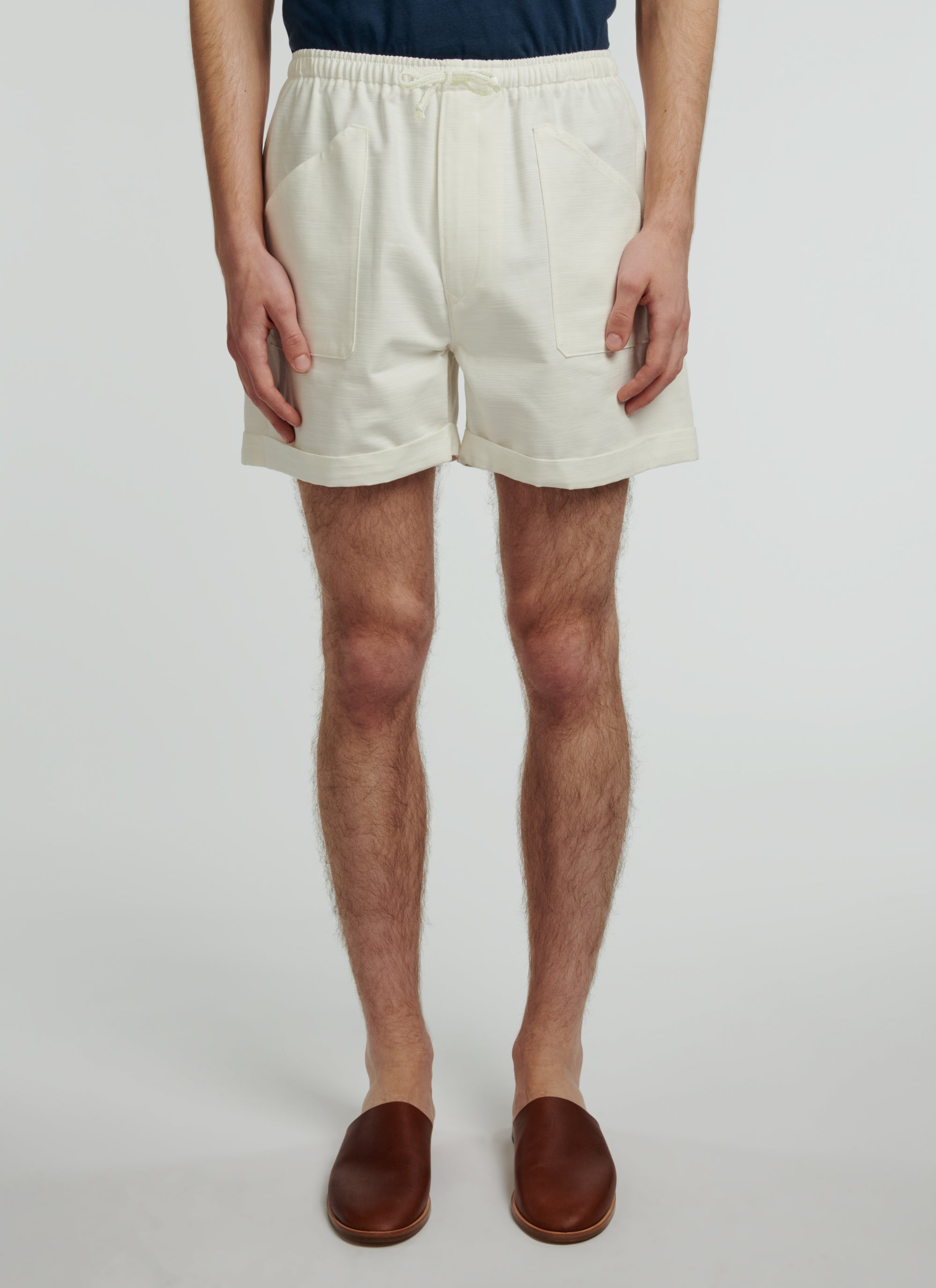 Shorts with elasticated waistband - Ecru