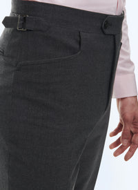 Fitted trousers in wool canvas - Ash