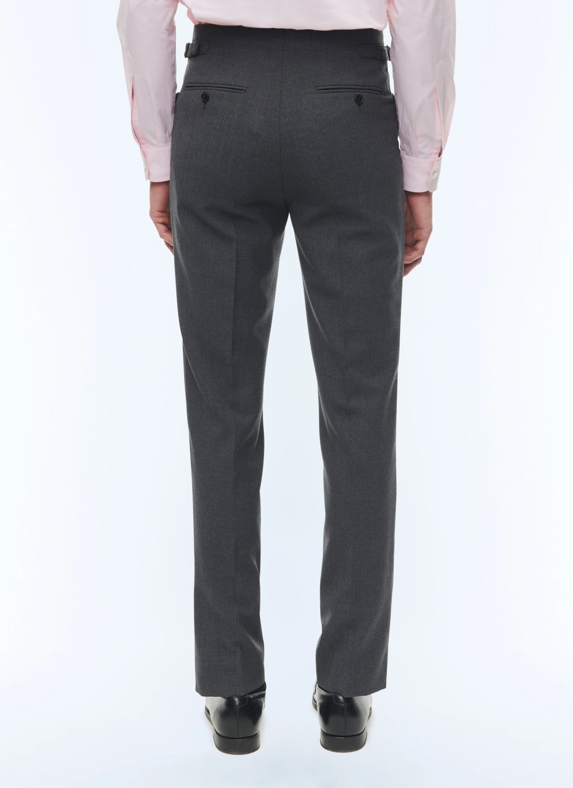 Fitted trousers in wool canvas - Ash