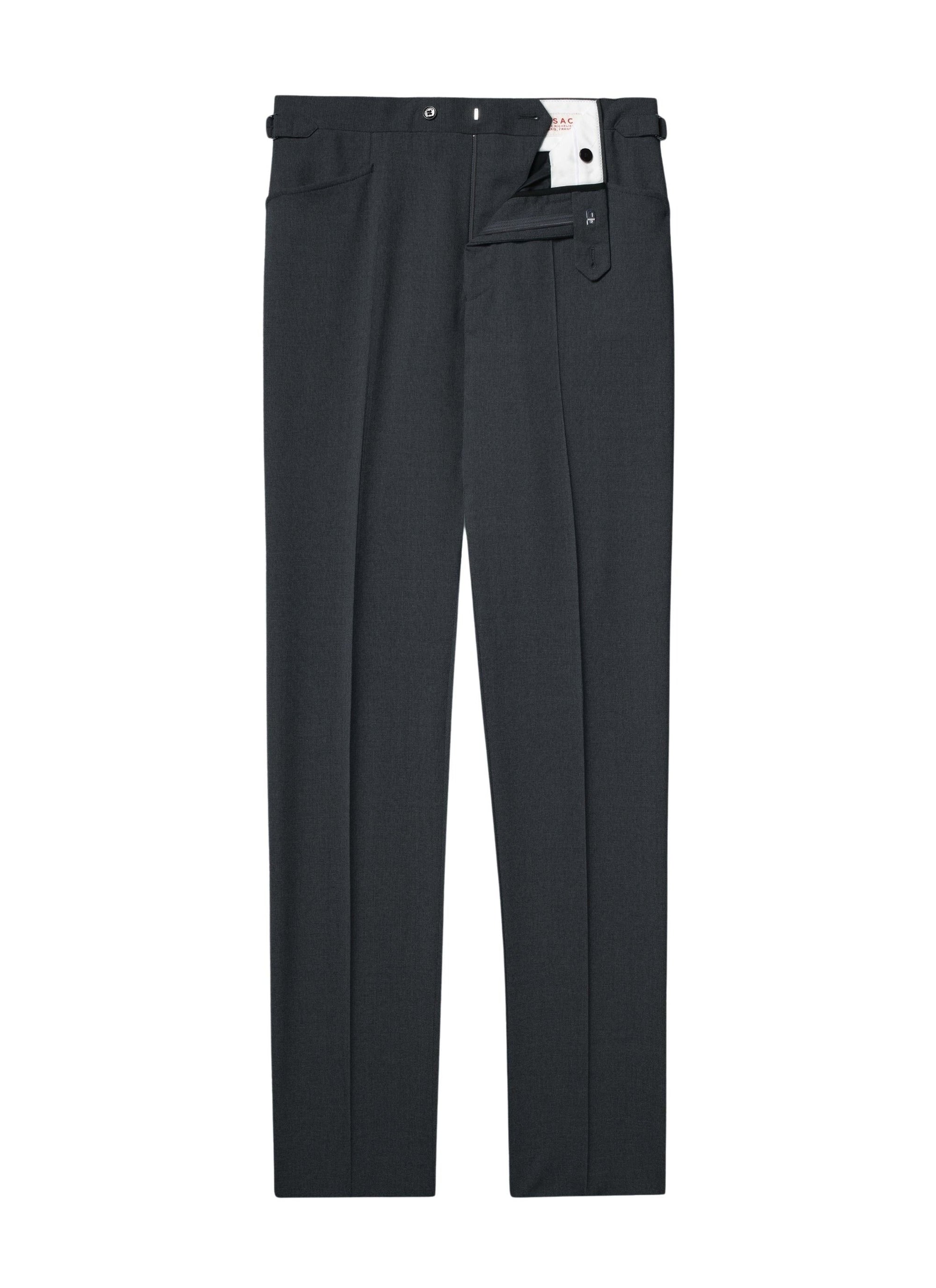 Fitted trousers in wool canvas - Ash