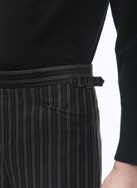 Fitted trousers with button fastening in wool - Black