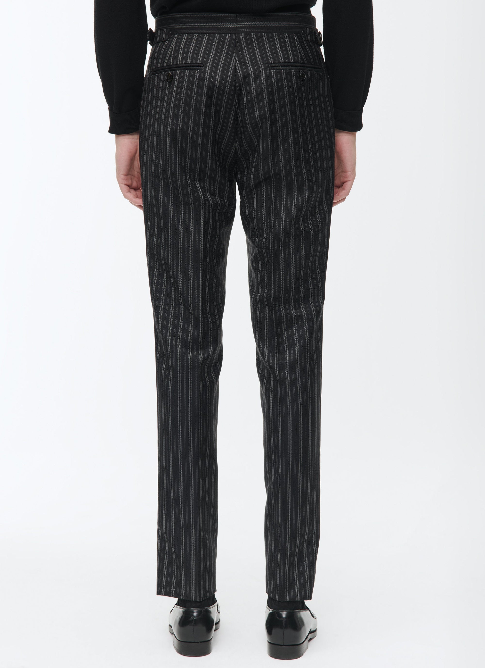 Fitted trousers with button fastening in wool - Black