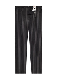 Fitted trousers with button fastening in wool - Black