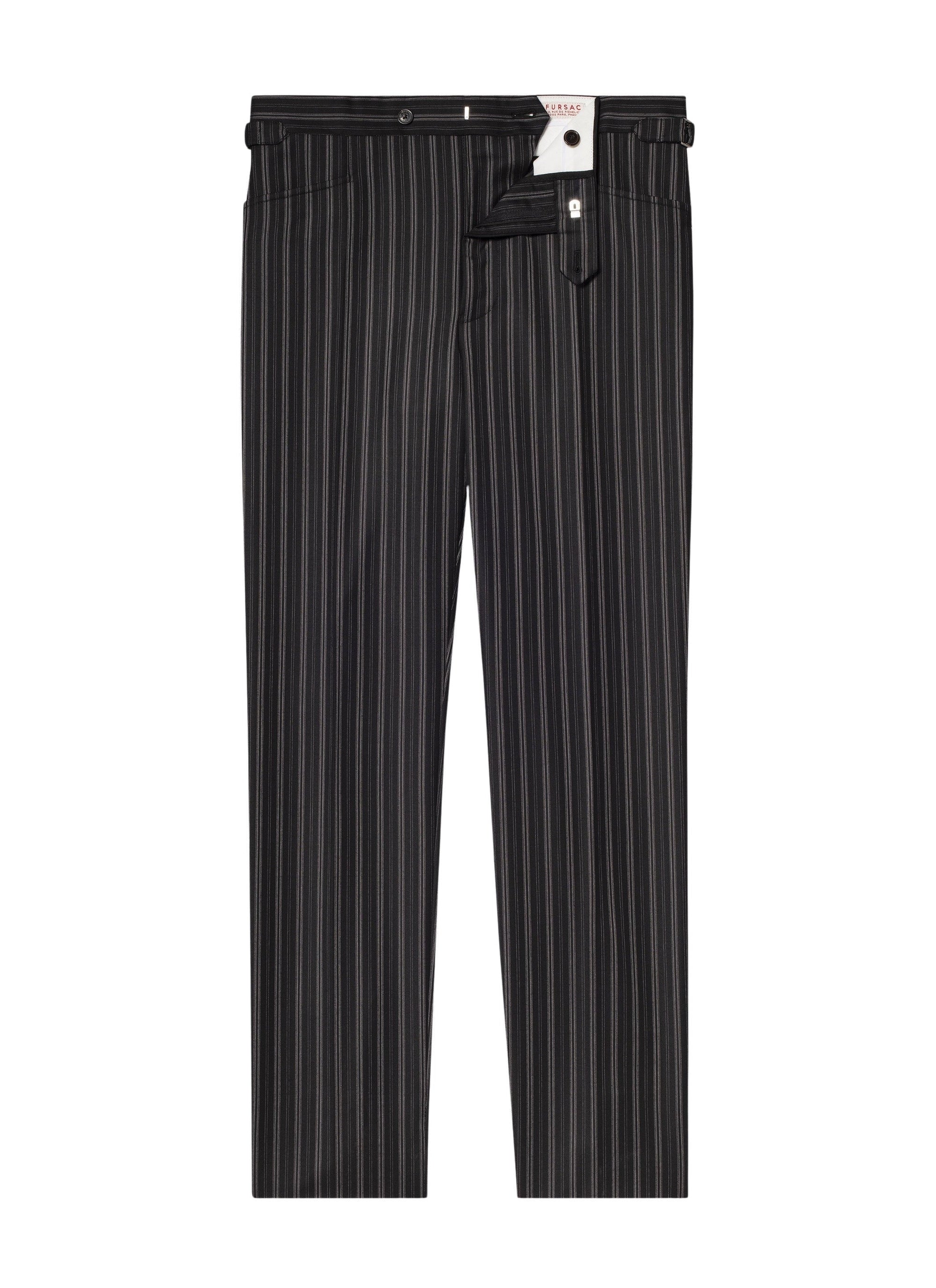 Fitted trousers with button fastening in wool - Black