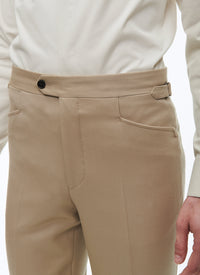 Fitted trousers with button fastening in wool - Mastic
