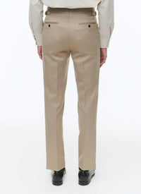 Fitted trousers with button fastening in wool - Mastic