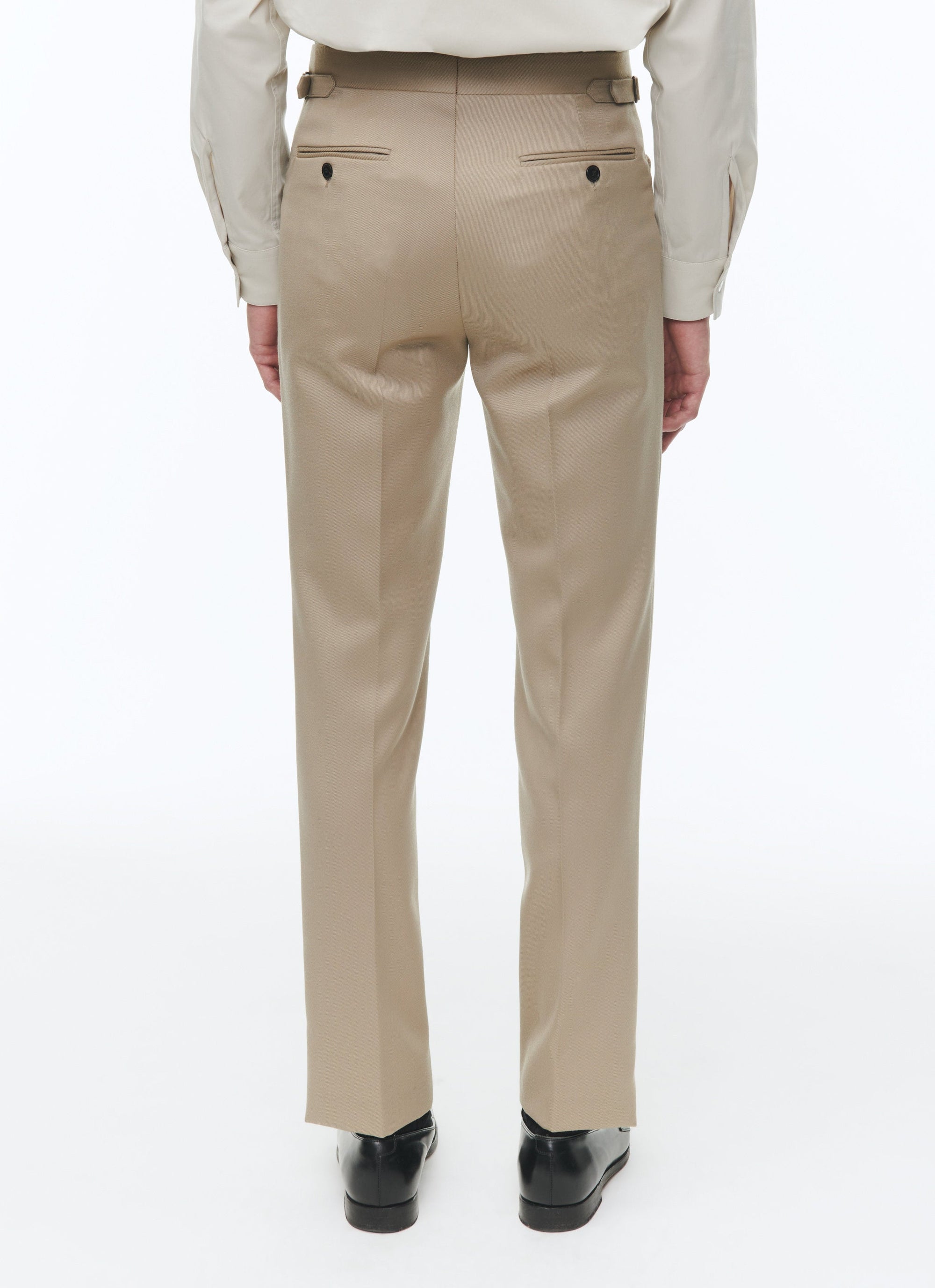 Fitted trousers with button fastening in wool - Mastic