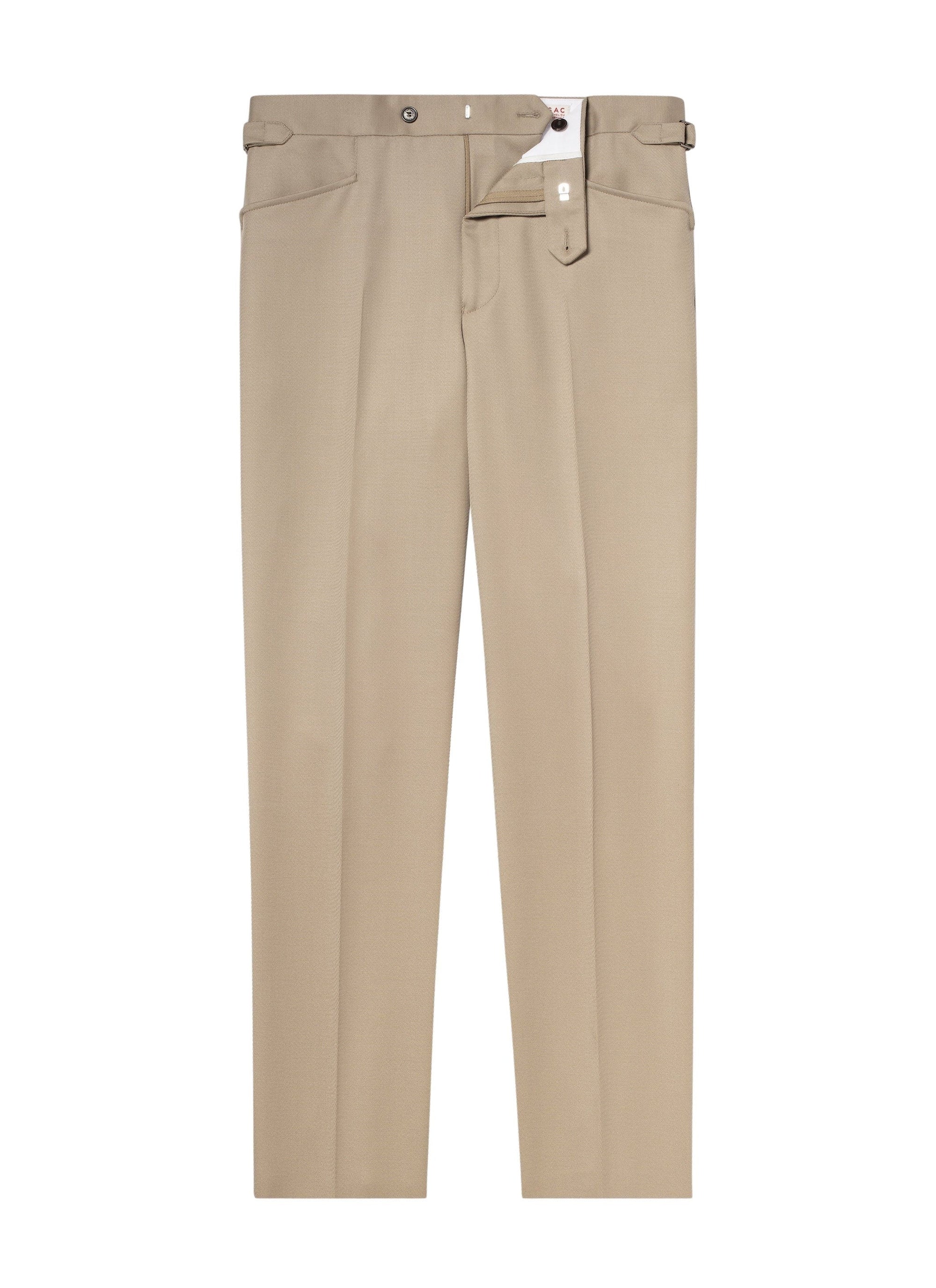 Fitted trousers with button fastening in wool - Mastic
