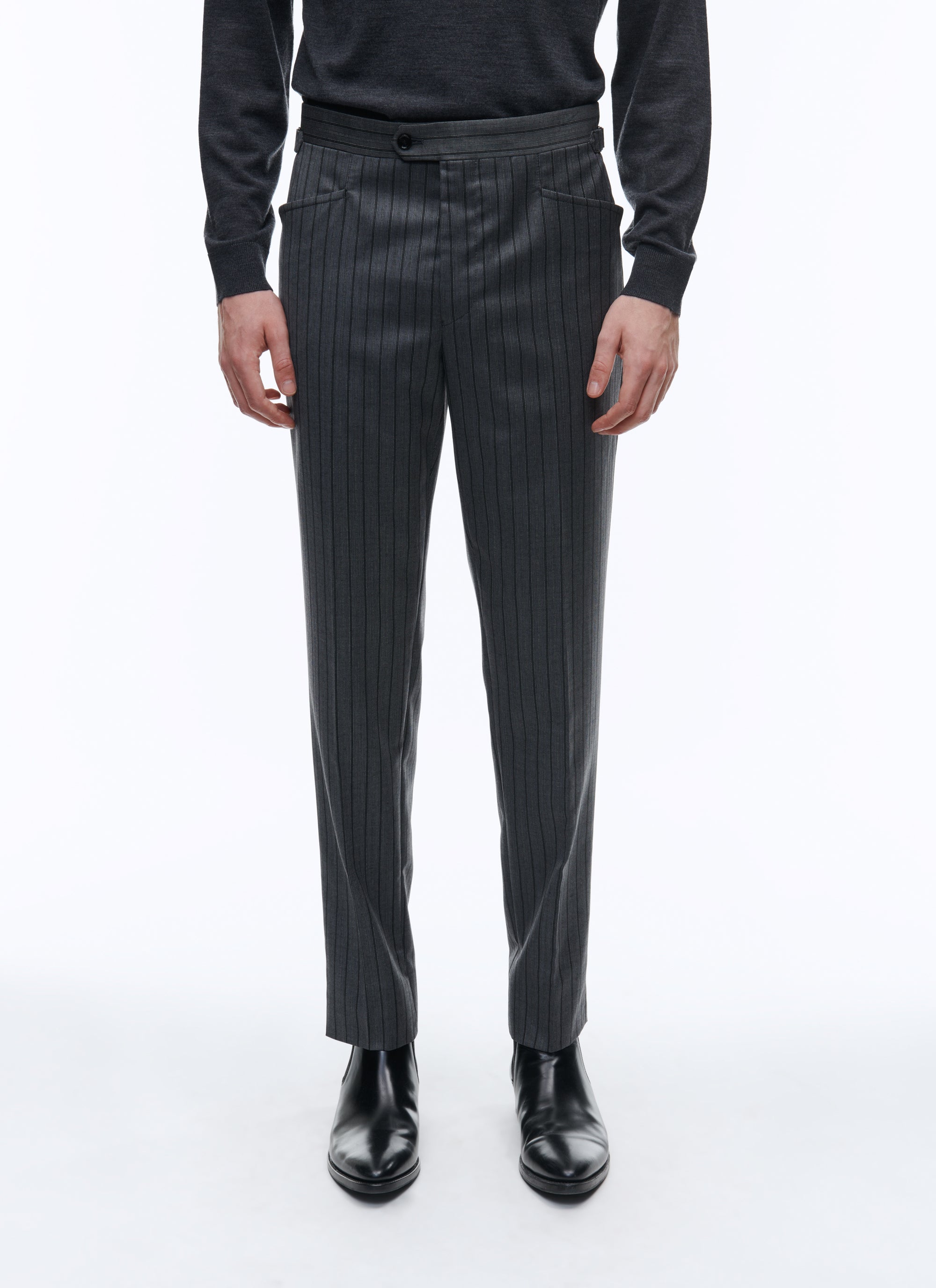 Two-tone striped wool trousers - Ash