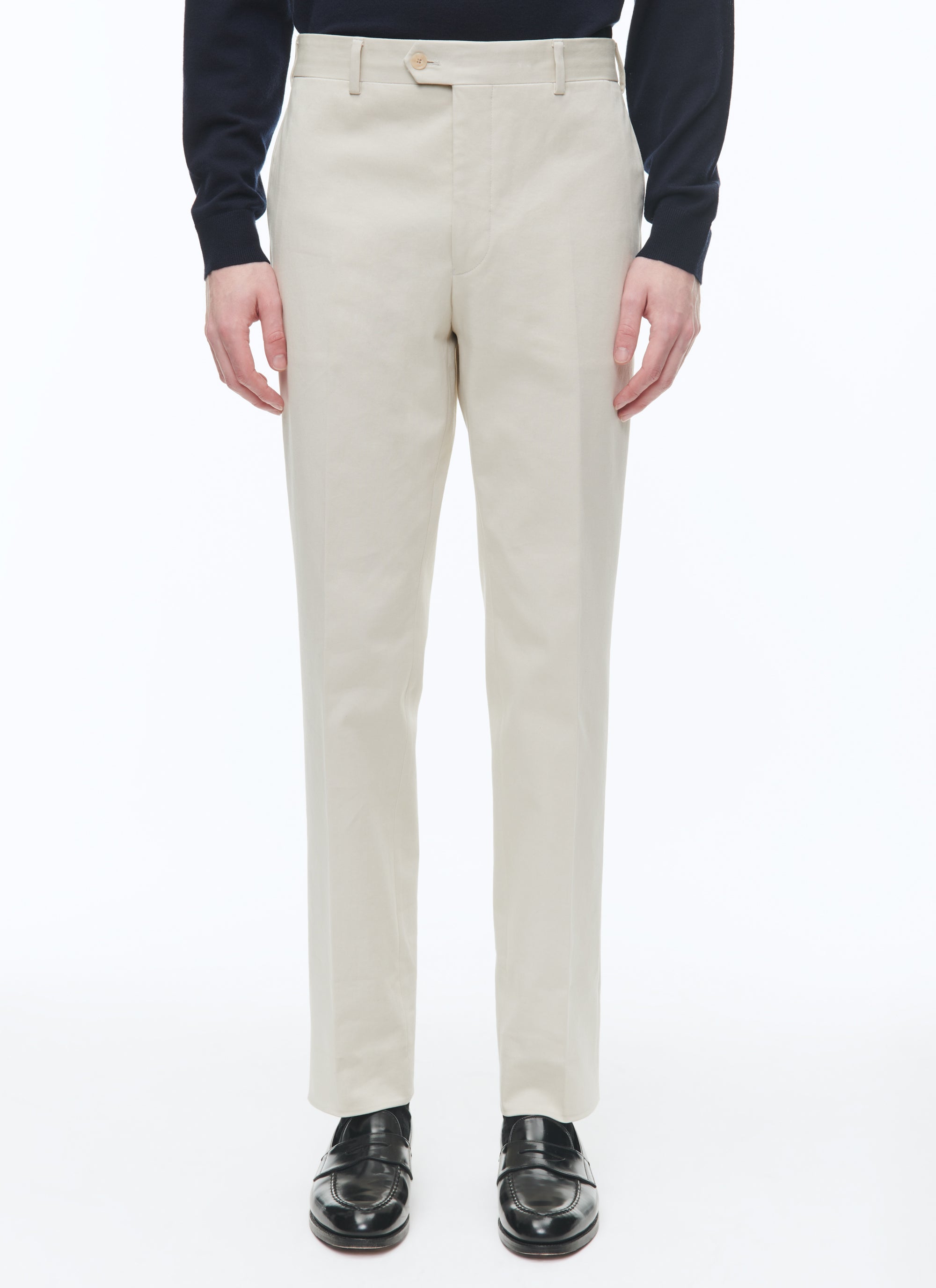 Cotton gabardine chino trousers - Ecru