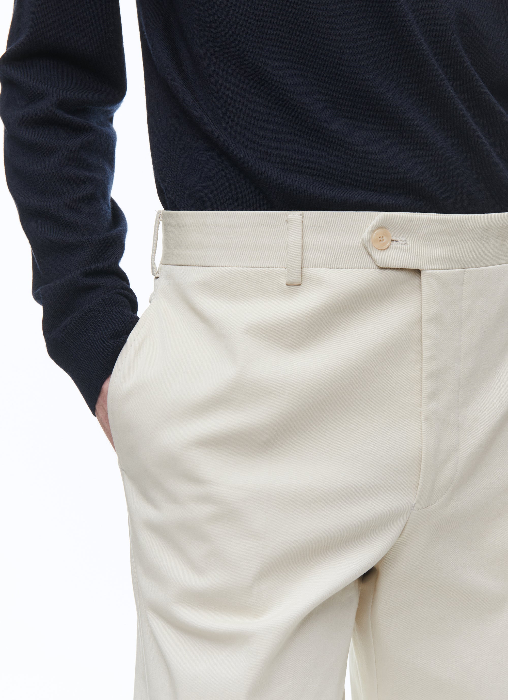 Cotton gabardine chino trousers - Ecru