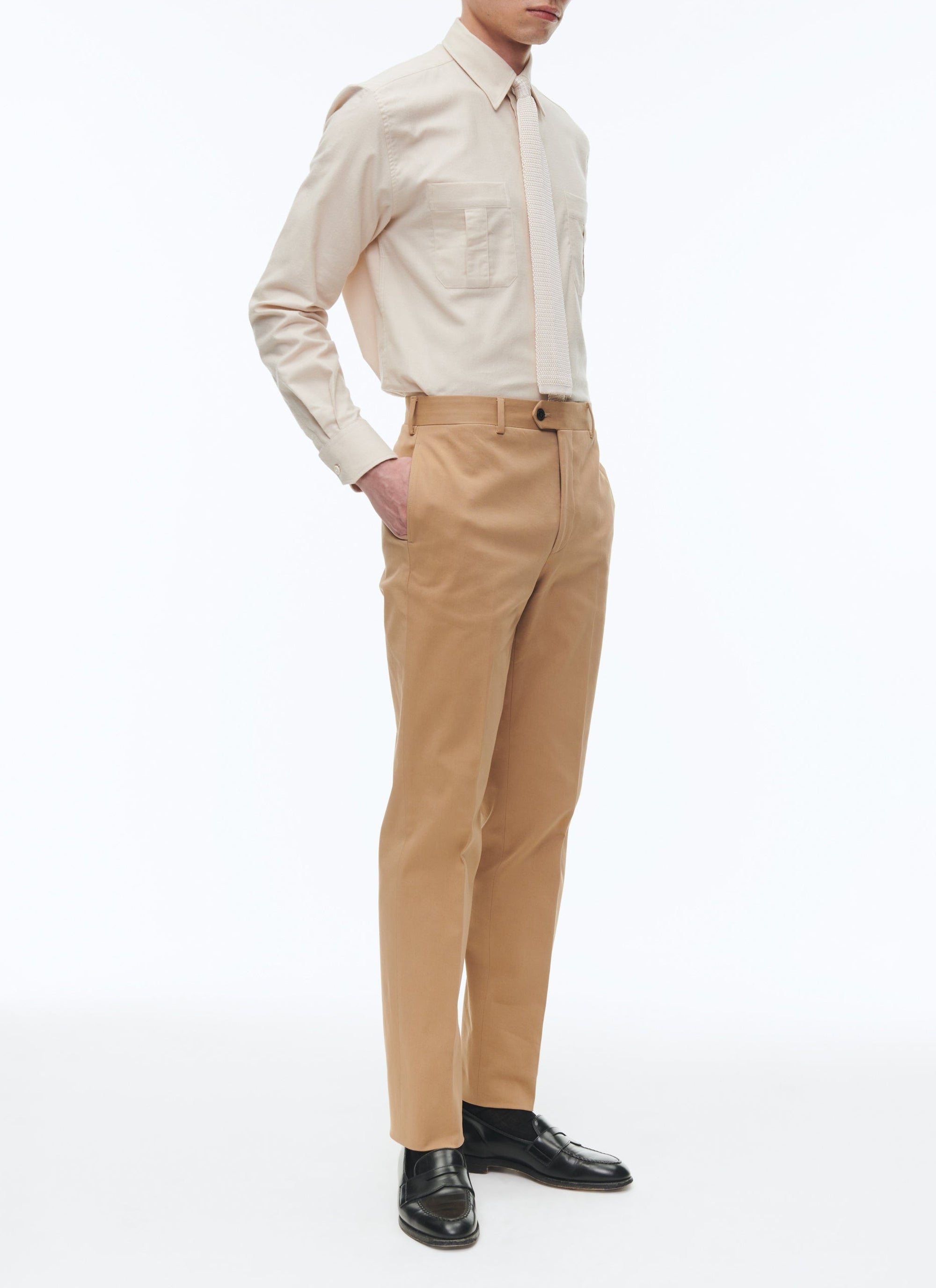 Cotton gabardine chino trousers - Beige