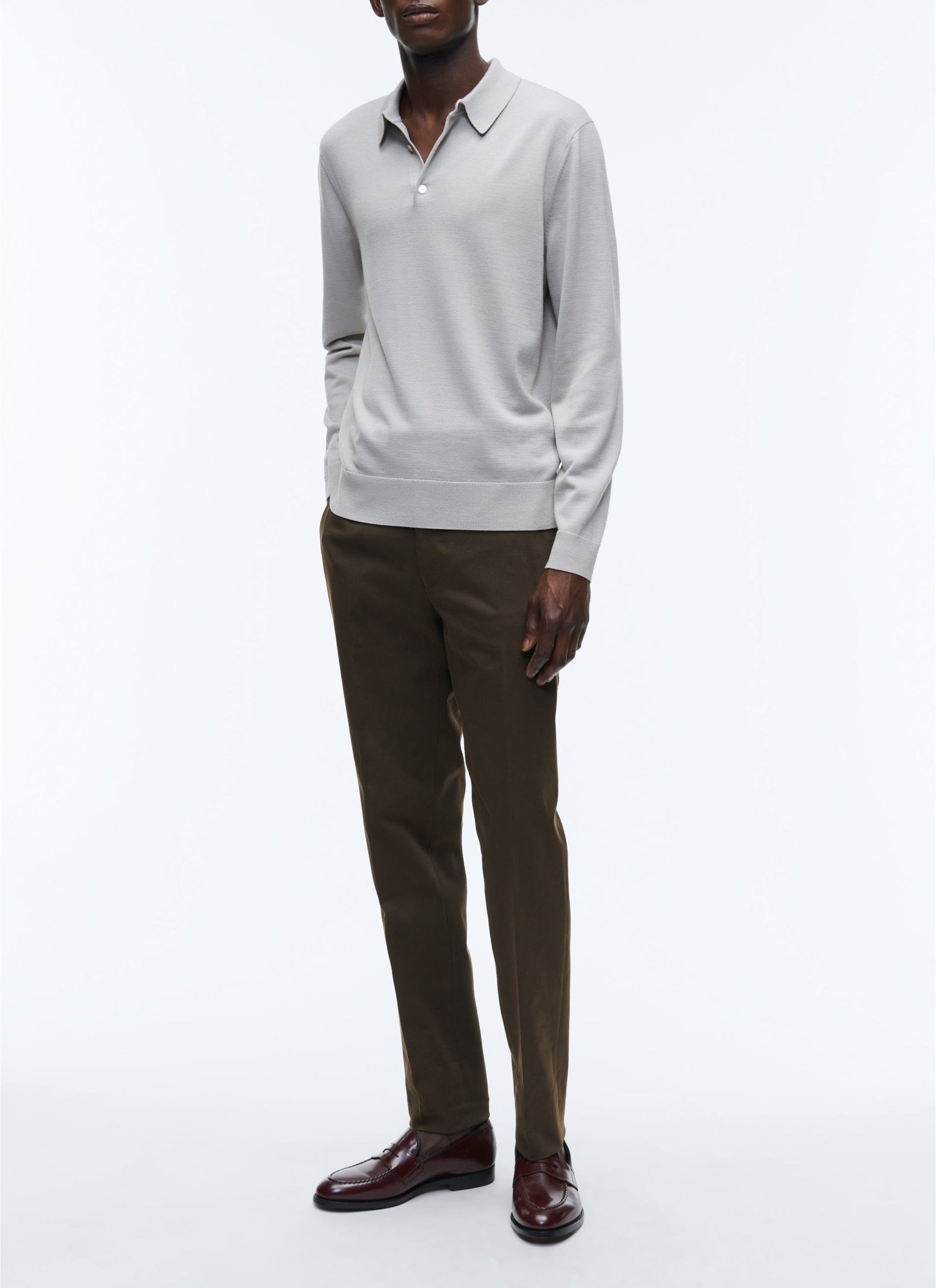 Cotton gabardine chino trousers - Brown