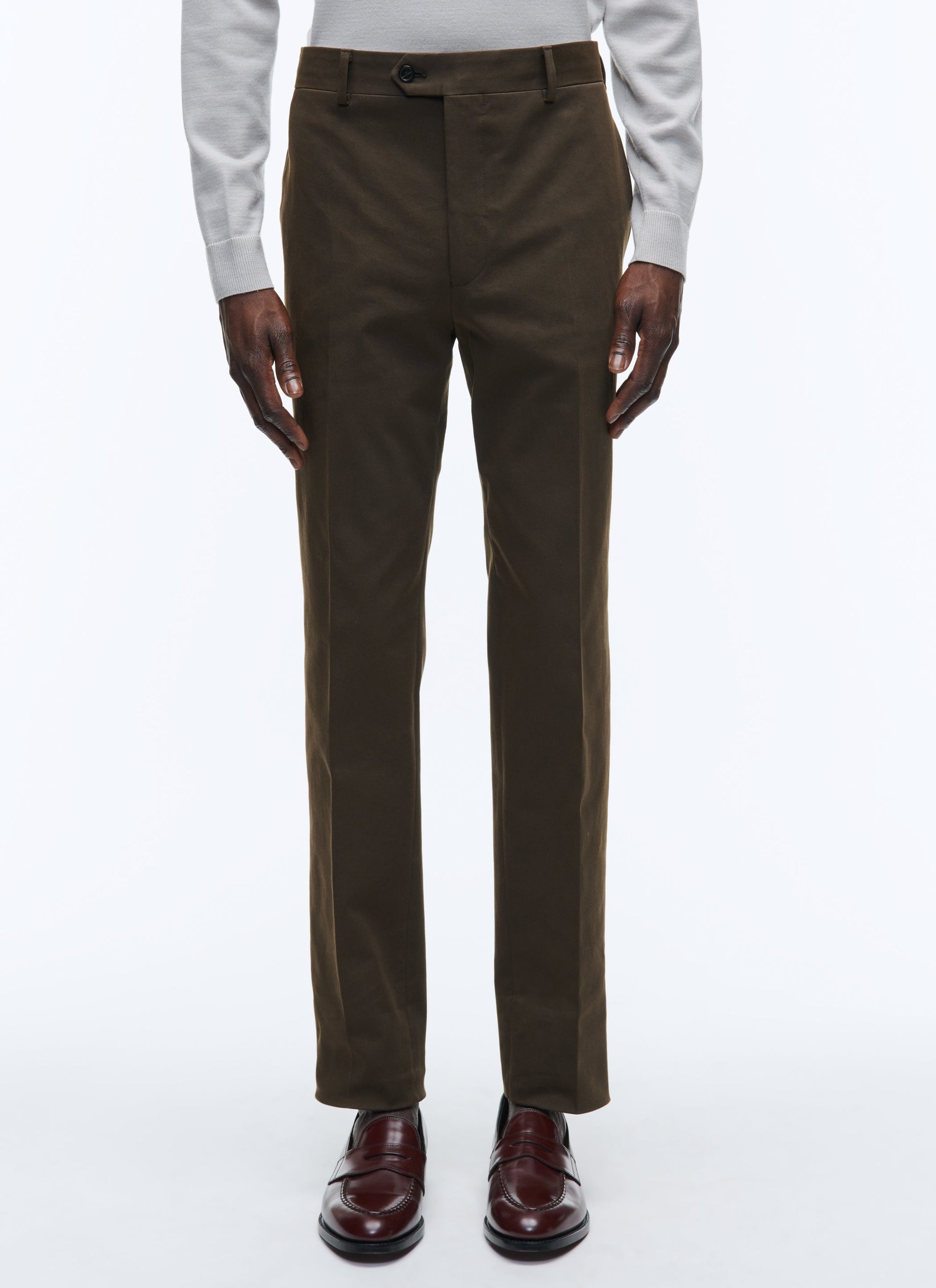 Cotton gabardine chino trousers - Brown