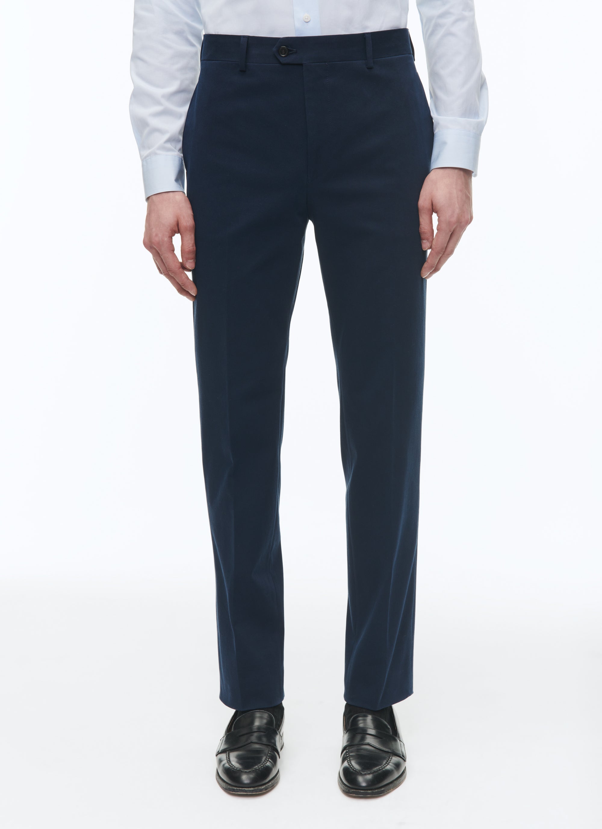 Cotton gabardine chino trousers - Navy Blue