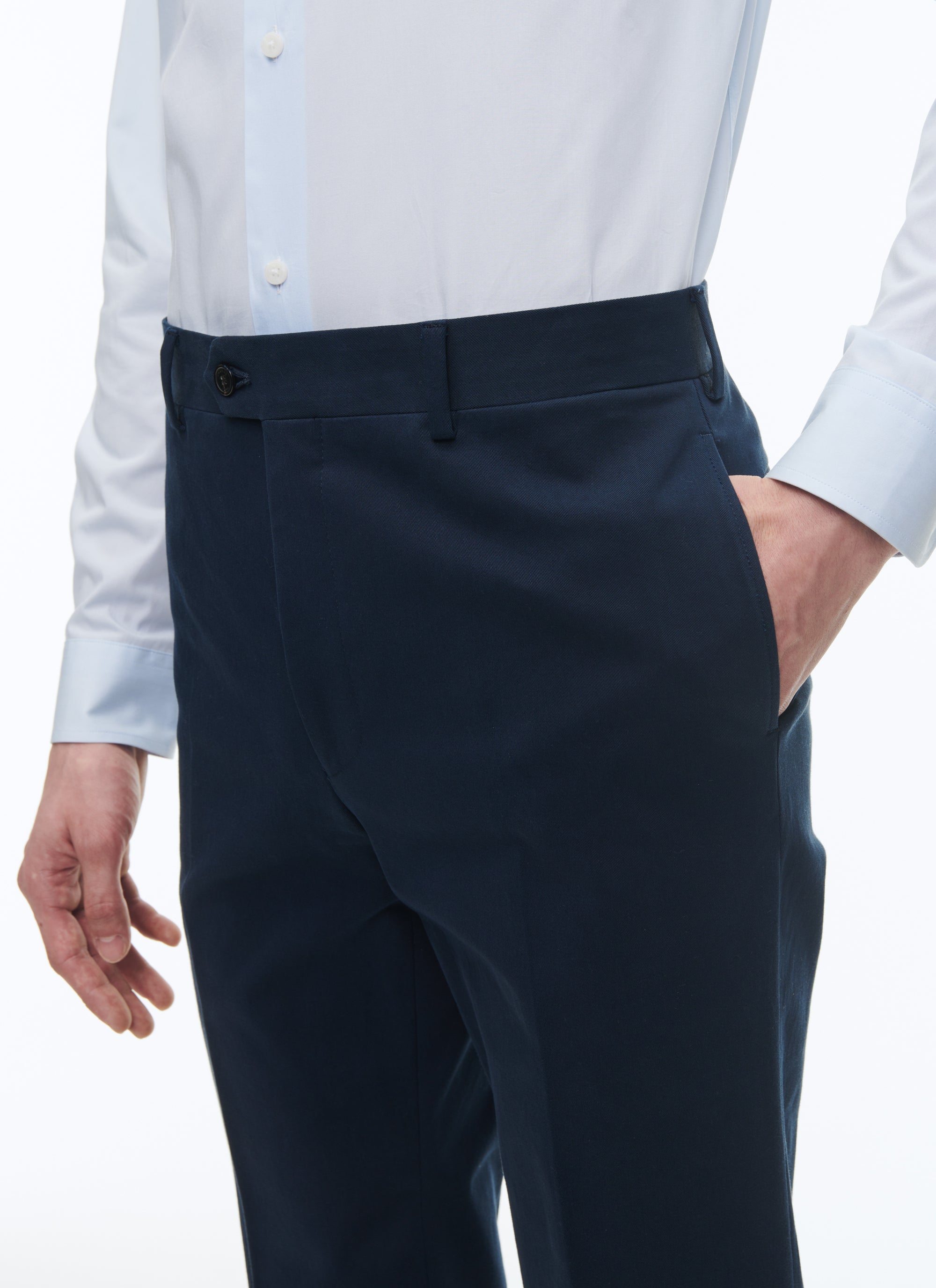 Cotton gabardine chino trousers - Navy Blue