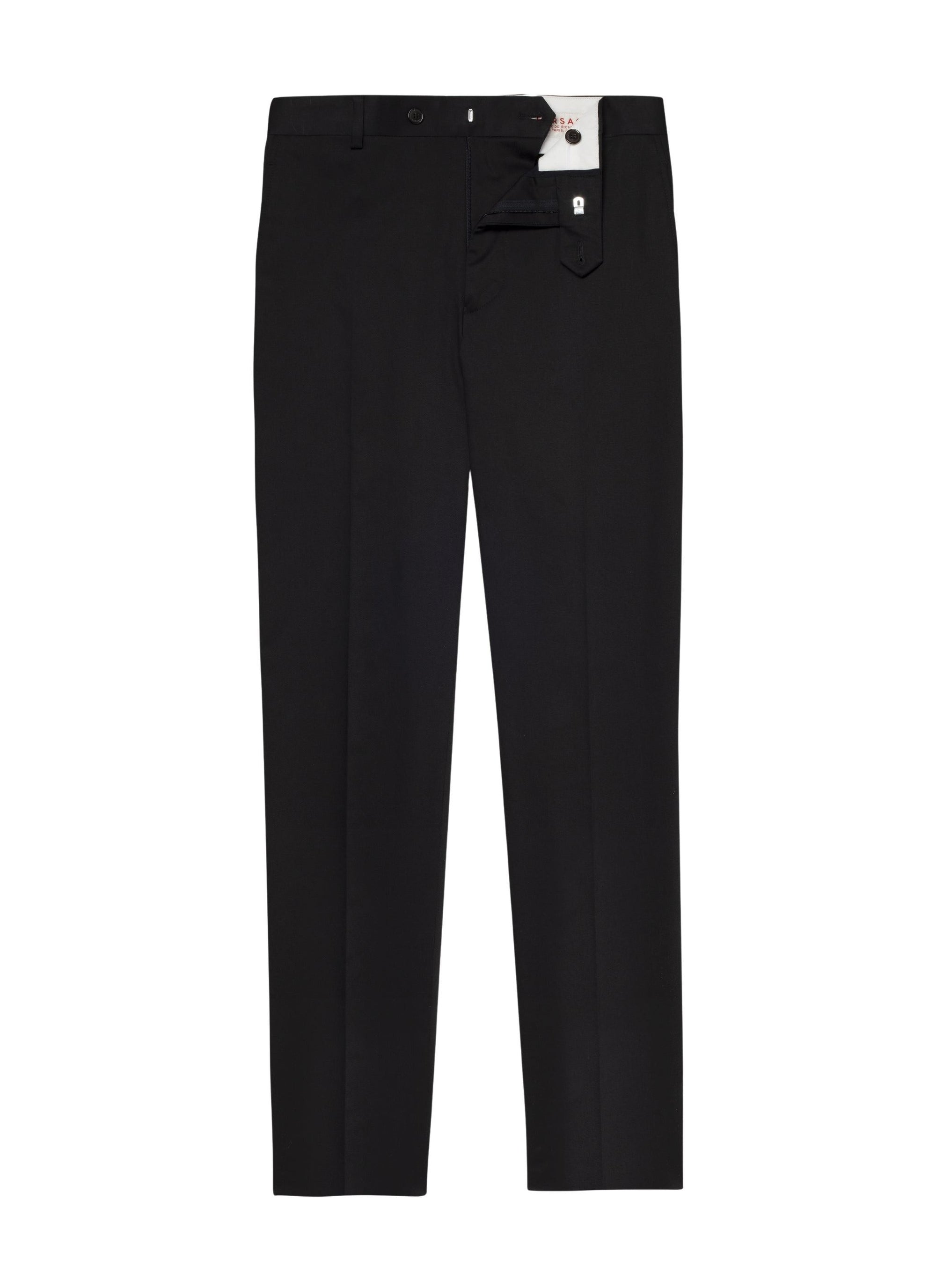 Pantalon chino ajusté en gabardine de coton - Bleu Marine