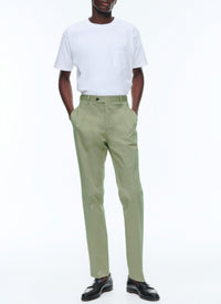 Pantalon chino ajusté en gabardine de coton - Tilleul