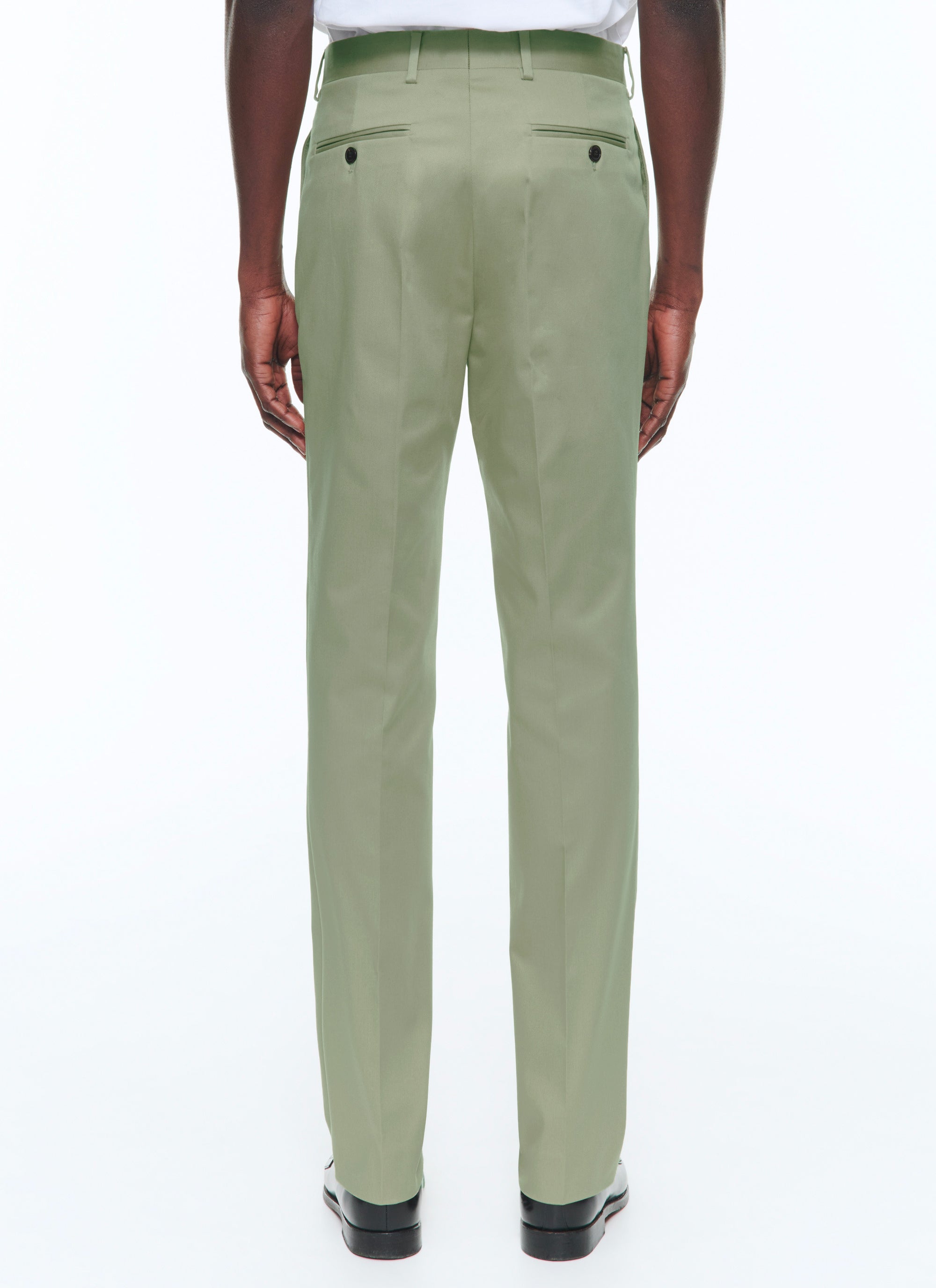 Pantalon chino ajusté en gabardine de coton - Tilleul