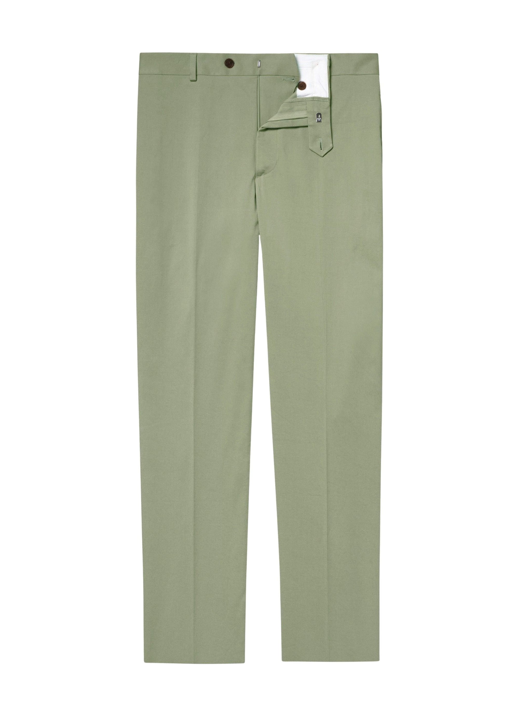 Pantalon chino ajusté en gabardine de coton - Tilleul