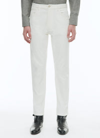 Ribbed trousers with pockets - White