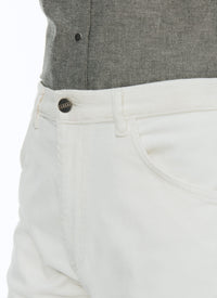 Ribbed trousers with pockets - White
