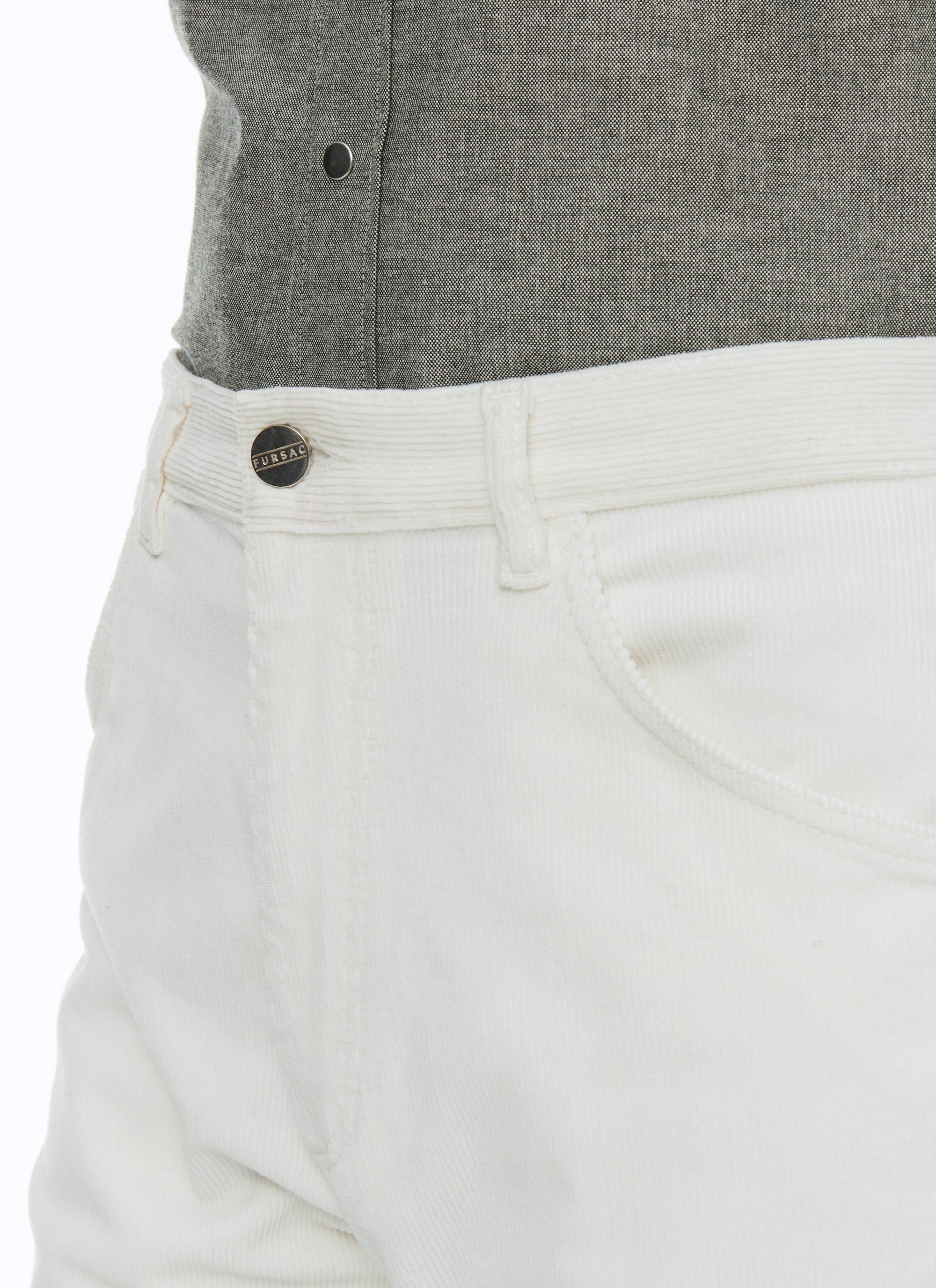 Ribbed trousers with pockets - White