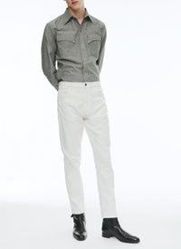 Ribbed trousers with pockets - White