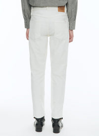 Ribbed trousers with pockets - White