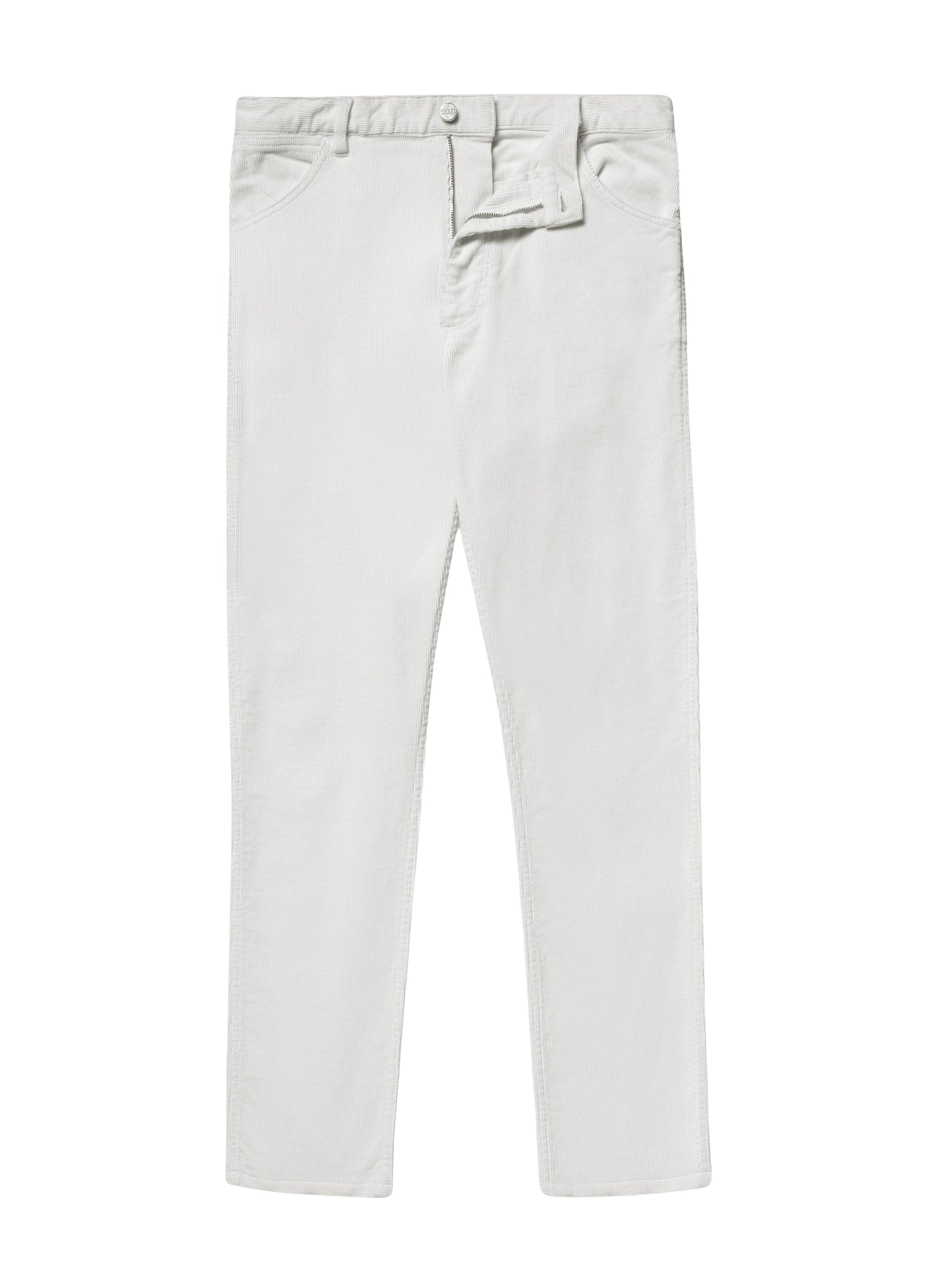 Ribbed trousers with pockets - White