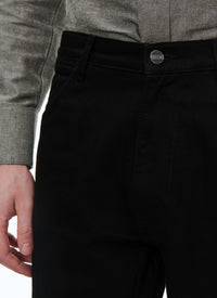 Ribbed trousers with pockets - Black