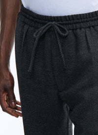 Pantalon élastiqué en natté de laine - Gris anthracite